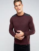 New Look Sweater With Patch Detail In Burgundy - Red