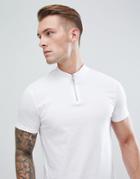 Asos Design T-shirt With Zip Turtleneck - White