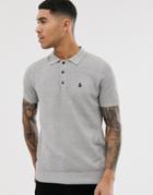 Lockstock Knitted Polo In Gray