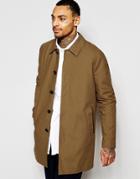 Asos Shower Resistant Single Breasted Trench Coat In Tobacco - Tobacco