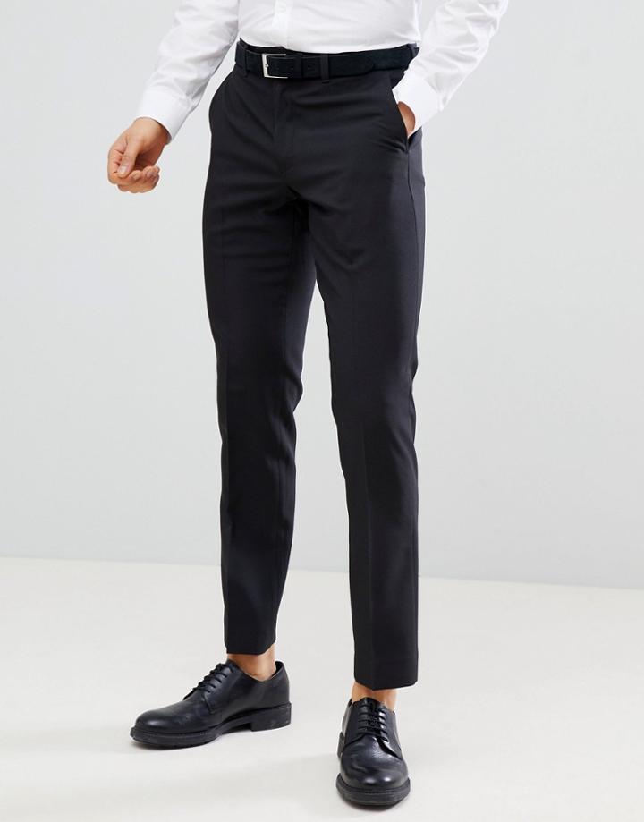 Next Slim Fit Smart Pants In Black - Black