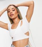 Asyou Cut Out Scoop Crop Top In White