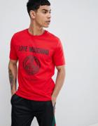 Love Moschino T-shirt In Red With Peace Logo - Red