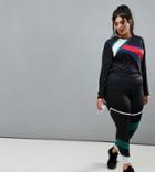 South Beach Plus Paneled Legging In Black And Green - Multi