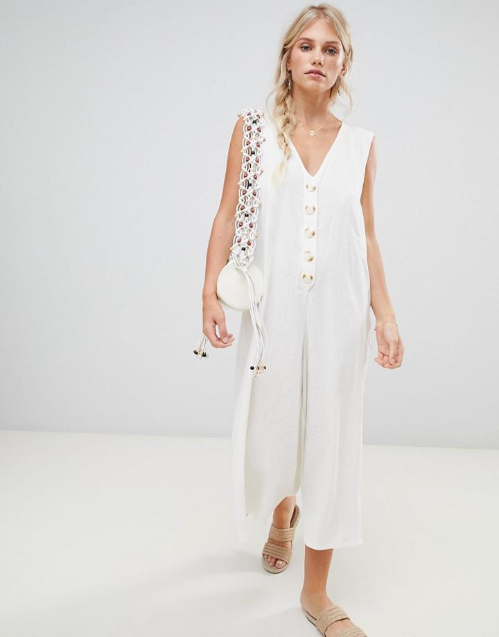 Zulu & Zephyr Kate Beach Jumpsuit In Cream - Cream