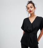 River Island Blouse With Twist Knot In Black - Black