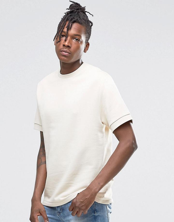 Asos Short Sleeve Sweatshirt In Off White - Whitecap Gray
