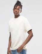 Asos Short Sleeve Sweatshirt In Off White - Whitecap Gray
