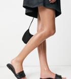 Asos Design Wide Fit Forty Woven Flat Sandals In Black