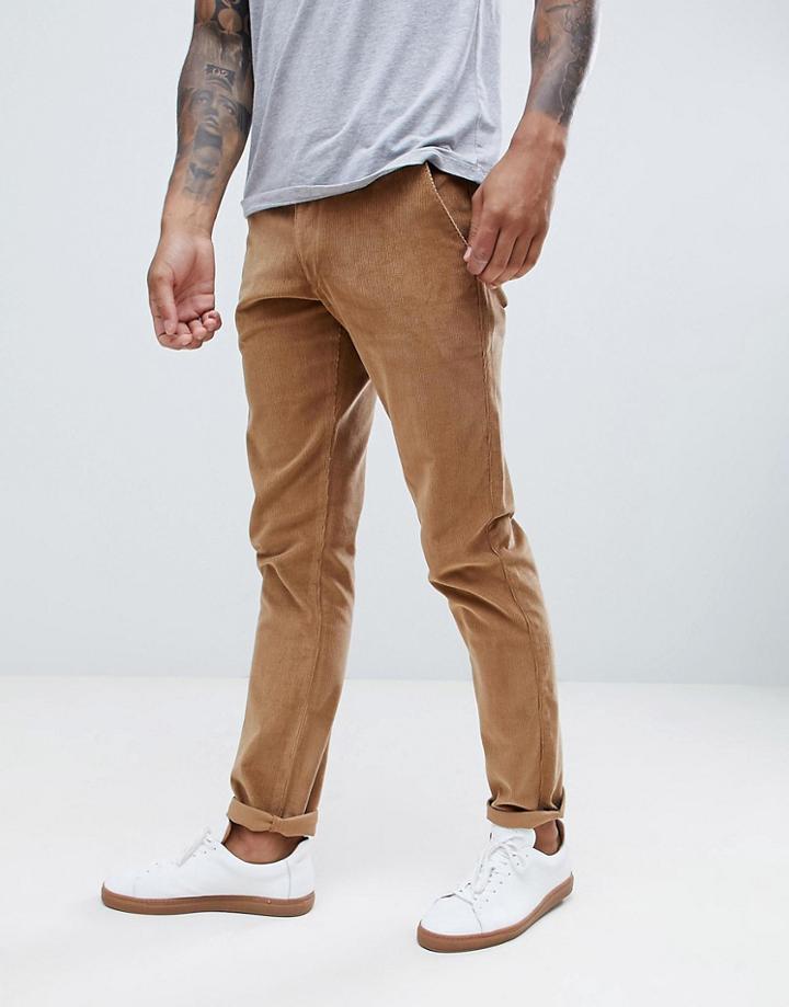 Farah Elm Stretch Cord Pants In Tan - Tan