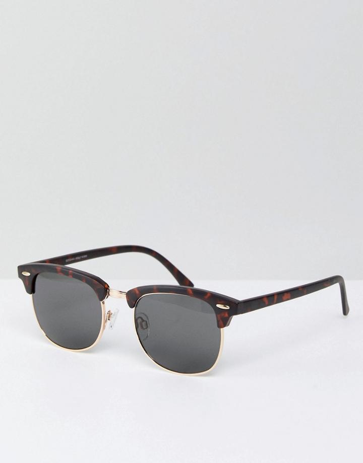 Bershka Retro Sunglasses In Tortoiseshell - Black