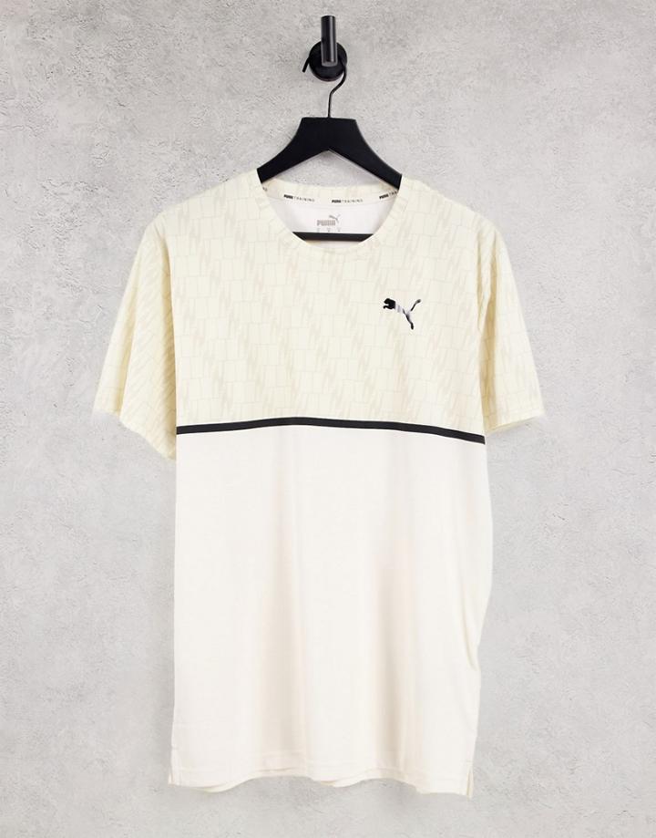 Puma Graphic Logo T-shirt In Eggnog-neutral