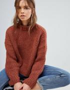 Bershka Cable Knitted Balloon Sleeve Sweater - Gray