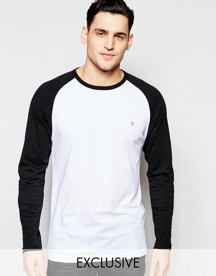 Farah T-shirt With Contrast Reglan Long Sleeves Slim Fit Exclusive - Black
