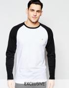 Farah T-shirt With Contrast Reglan Long Sleeves Slim Fit Exclusive - Black
