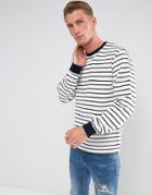 Asos Standard Sweatshirt With Stripes - Navy