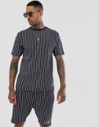 The Couture Club Two-piece Oversized T-shirt In Navy Pinstripe