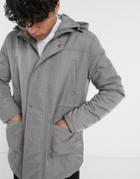 Asos Design Hooded Jacket In Gray-grey
