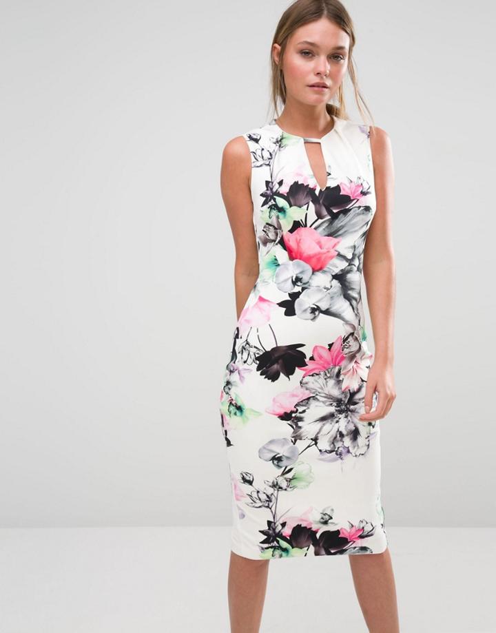 Coast Lecce Floral Print Scuba Pencil Dress - Multi