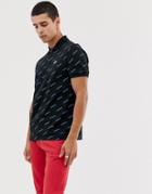 Lacoste L!ve All Over Logo Polo In Black