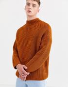 Asos White Oversized Sweater In Chunky Rust Knit-orange