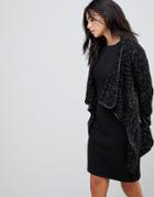 Qed London Waterfall Knitted Jacket - Black