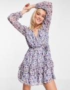 Jdy Alice Penelope Long Sleeve Woven Printed Mini Dress In White