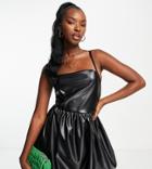 Asyou Pu Puffball Mini Dress In Black