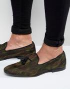 Asos Smart Loafers In Camo - Green