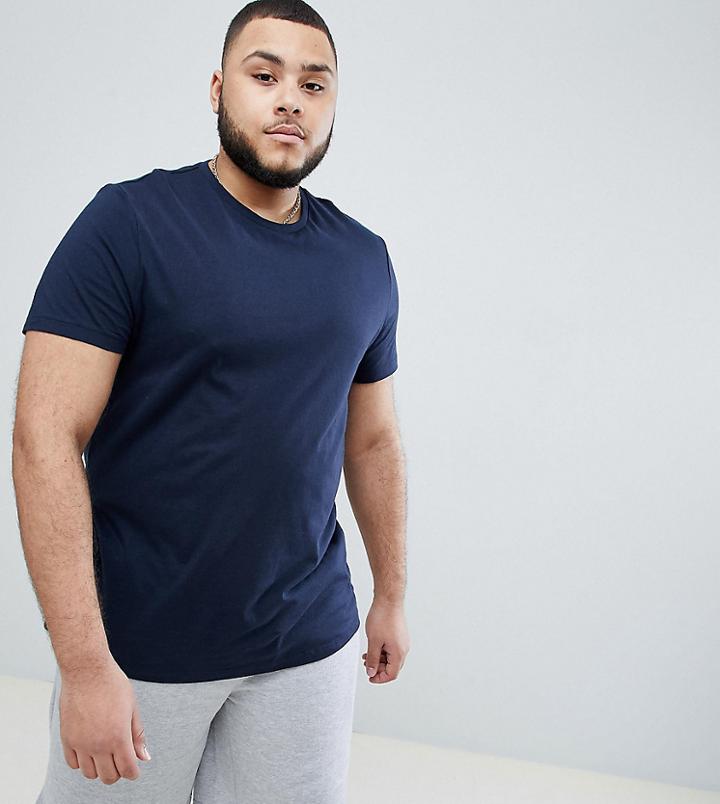 Asos Design Plus T-shirt With Crew Neck In Navy - Navy