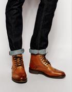 Asos Brogue Boots In Tan Leather - Tan