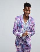 Noose & Monkey Super Skinny Suit Jacket In Print - Purple