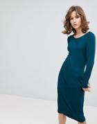 Selected Femme Bodycon Midi Dress In Blue-multi