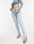 Asos Design High Rise Farleigh 'slim' Mom Jeans In Pretty Lightwash-blues