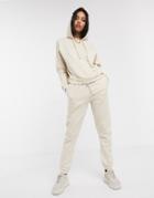 Asos Design Tracksuit Hoodie / Slim Jogger With Tie In Organic Cotton-white
