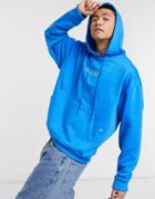Crooked Tongues Hoodie With Green Logo Print And Smile Embroidery In Blue-blues