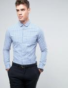 Asos Skinny Gingham Check Shirt - Blue