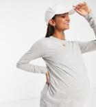 Asos Design Maternity Ultimate Slim Fit T-shirt With Long Sleeves In Gray Heather