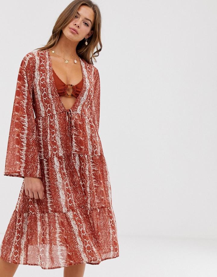 Influence Snake Print Beach Dress-multi