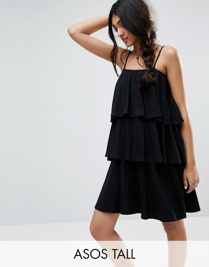 Asos Tall Tiered Strappy Sundress - Black