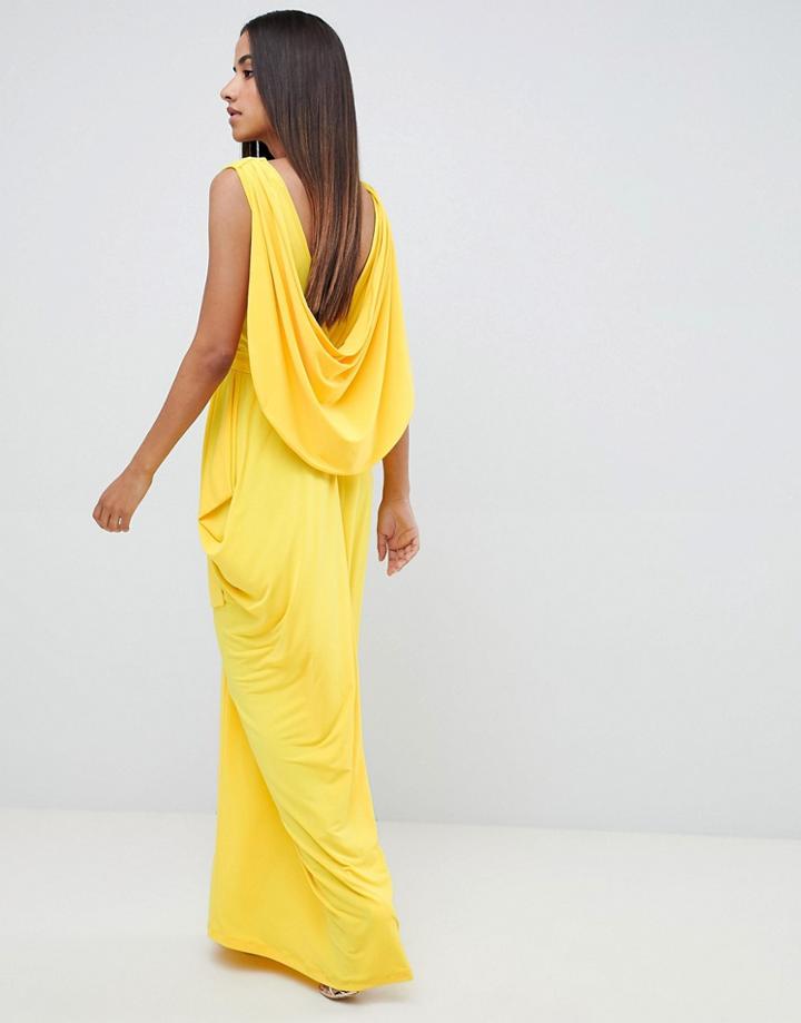 Asos Design Drape Back Maxi Dress - Yellow