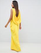 Asos Design Drape Back Maxi Dress - Yellow