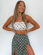 Asos Design Bandeau Beach Crop Top Two-piece In Khaki Spot-multi