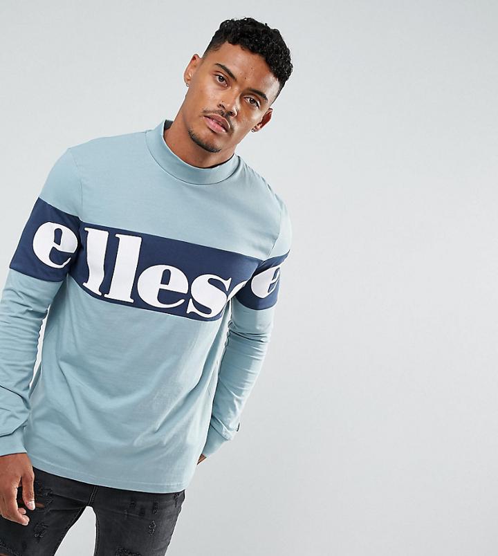 Ellesse High Neck Sweatshirt With Large Panel Logo In Blue - Blue