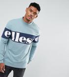 Ellesse High Neck Sweatshirt With Large Panel Logo In Blue - Blue