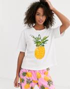 Asos Design Mix & Match Pineapple Jersey Pyjama Tee-multi