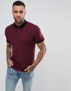 Fred Perry Slim Fit Matt Tipped Pique Polo Shirt In Burgundy - Red