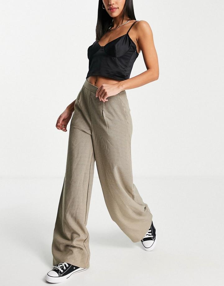 Lola May Checked Wide Leg Pants-yellow