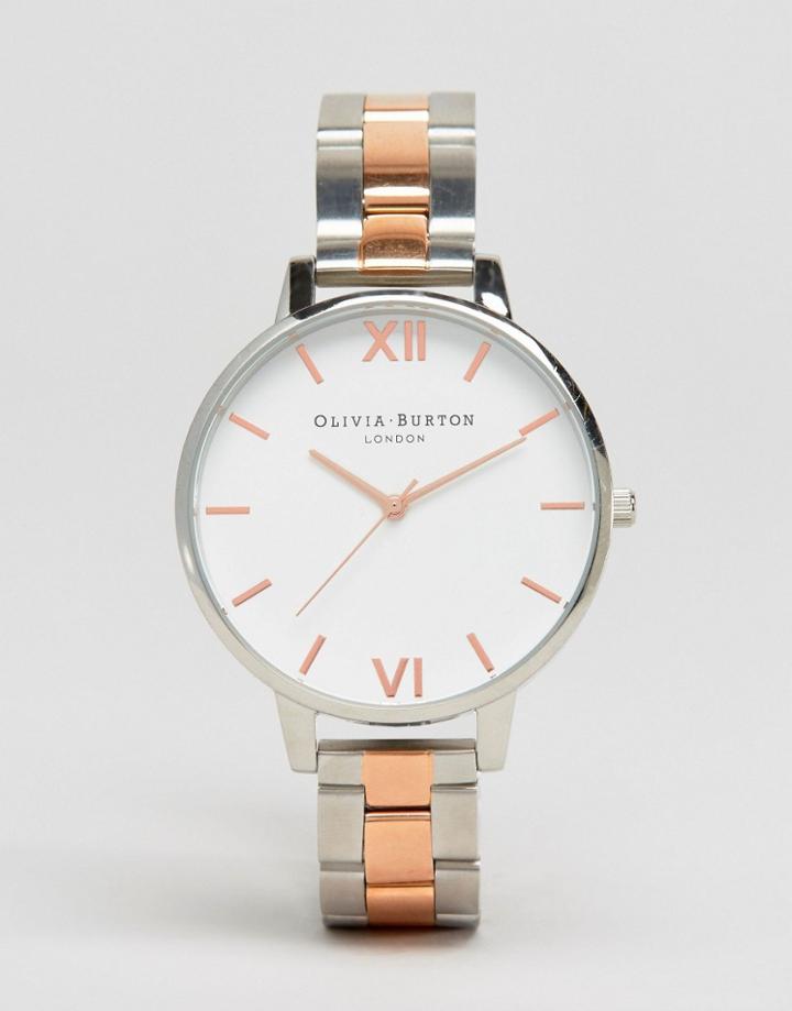 Olivia Burton Mixed Metal White Dial Watch Ob16bl32 - Silver