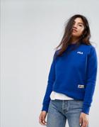 Fila Oversized Boyfriend Sweatshirt With Chest Logo - Blue